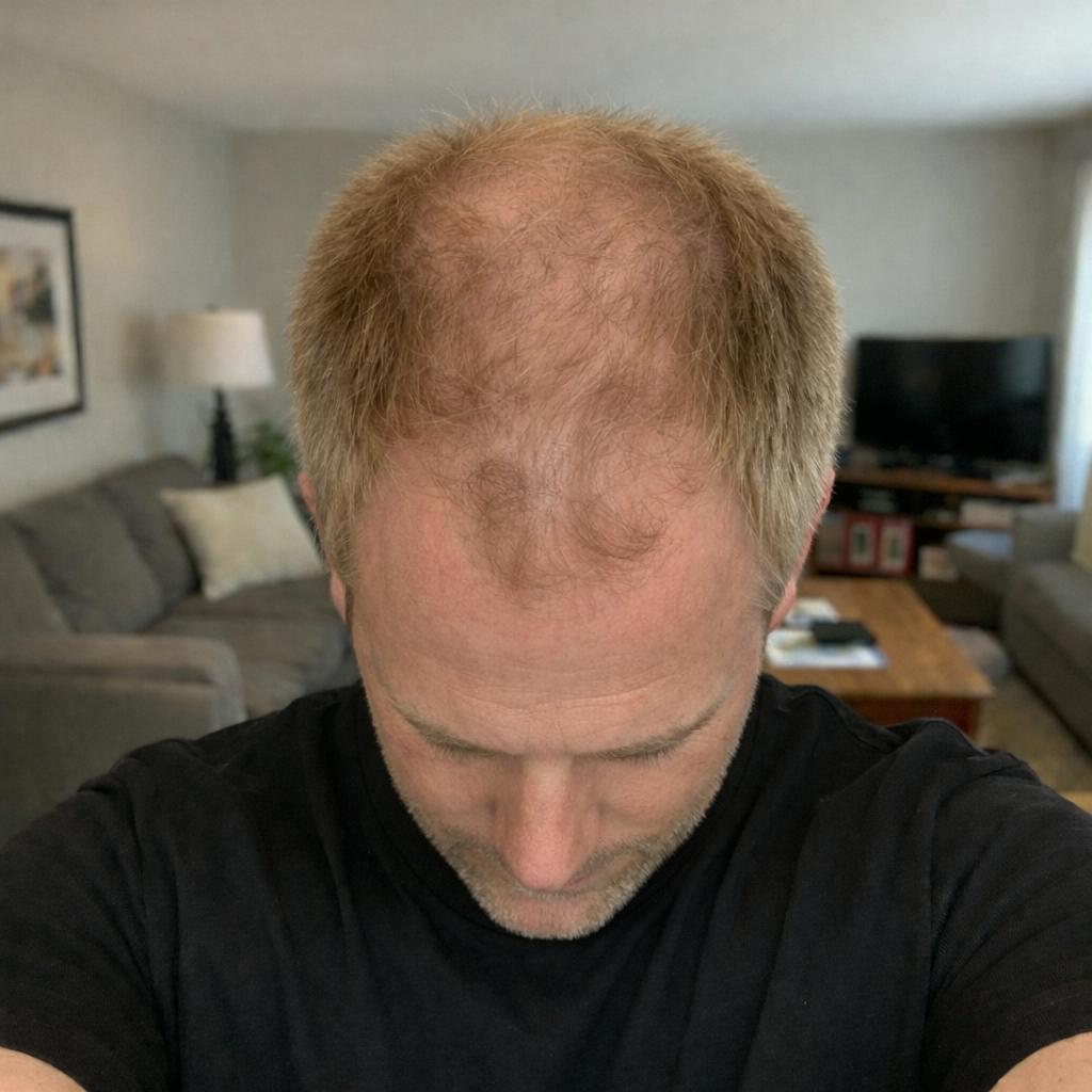 Blonde hair crown view